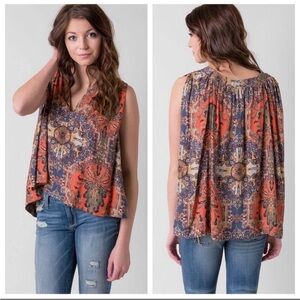 Free People Darcy Boho Super V Printed Swing Tank in Magic Carpet